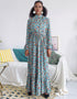 Flared Sleeve Abaya with Waist Tie Kaftan Dress